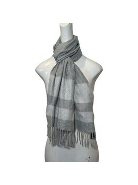 Express Striped Blanket Scarf Wide Tassles Gray Soft Cozy Layering Unisex New